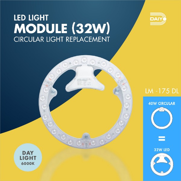 Daiyo LM 175-DL 32W LED Circular Replacement Magnetic Base Ceiling Panel (Day Light)